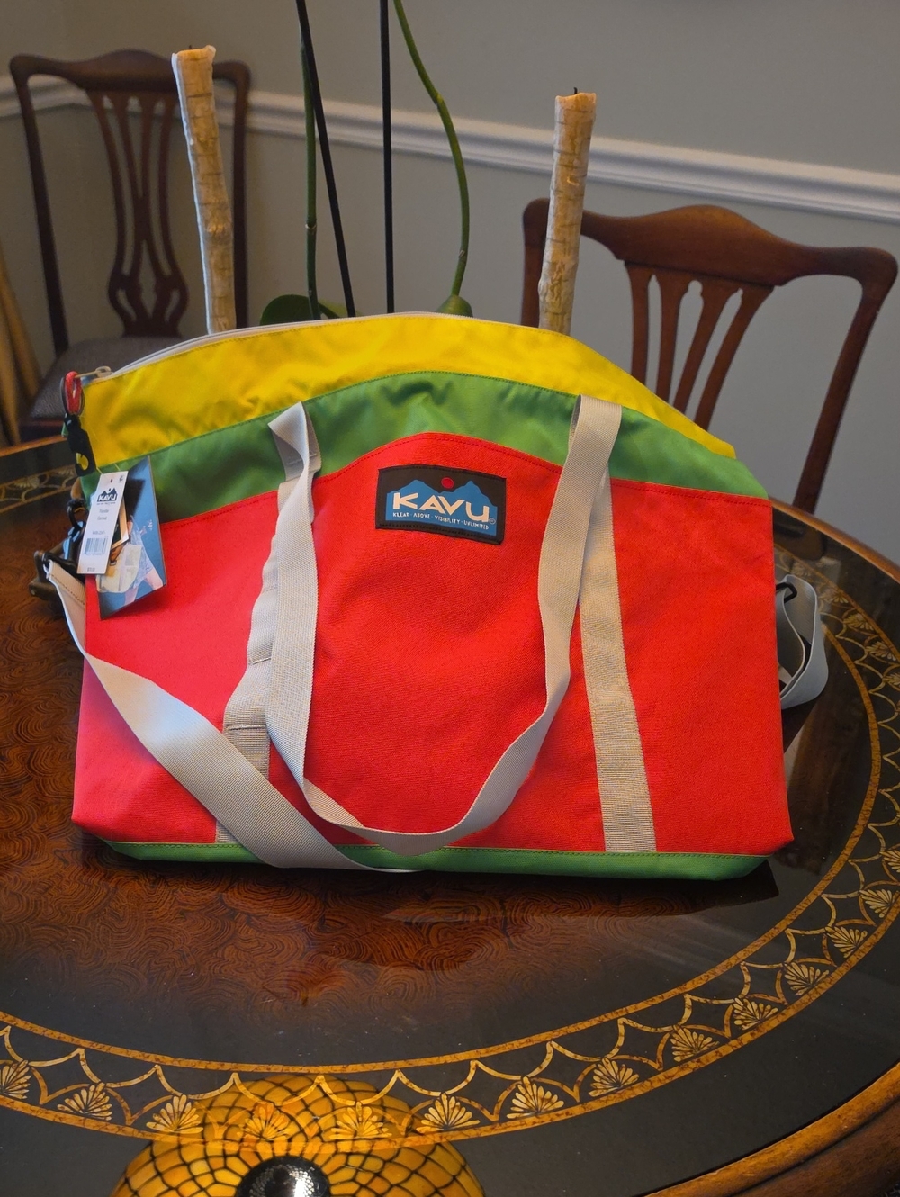 Kavu Travelet CARNIVAL Red Green Yellow Colorblock Duffel